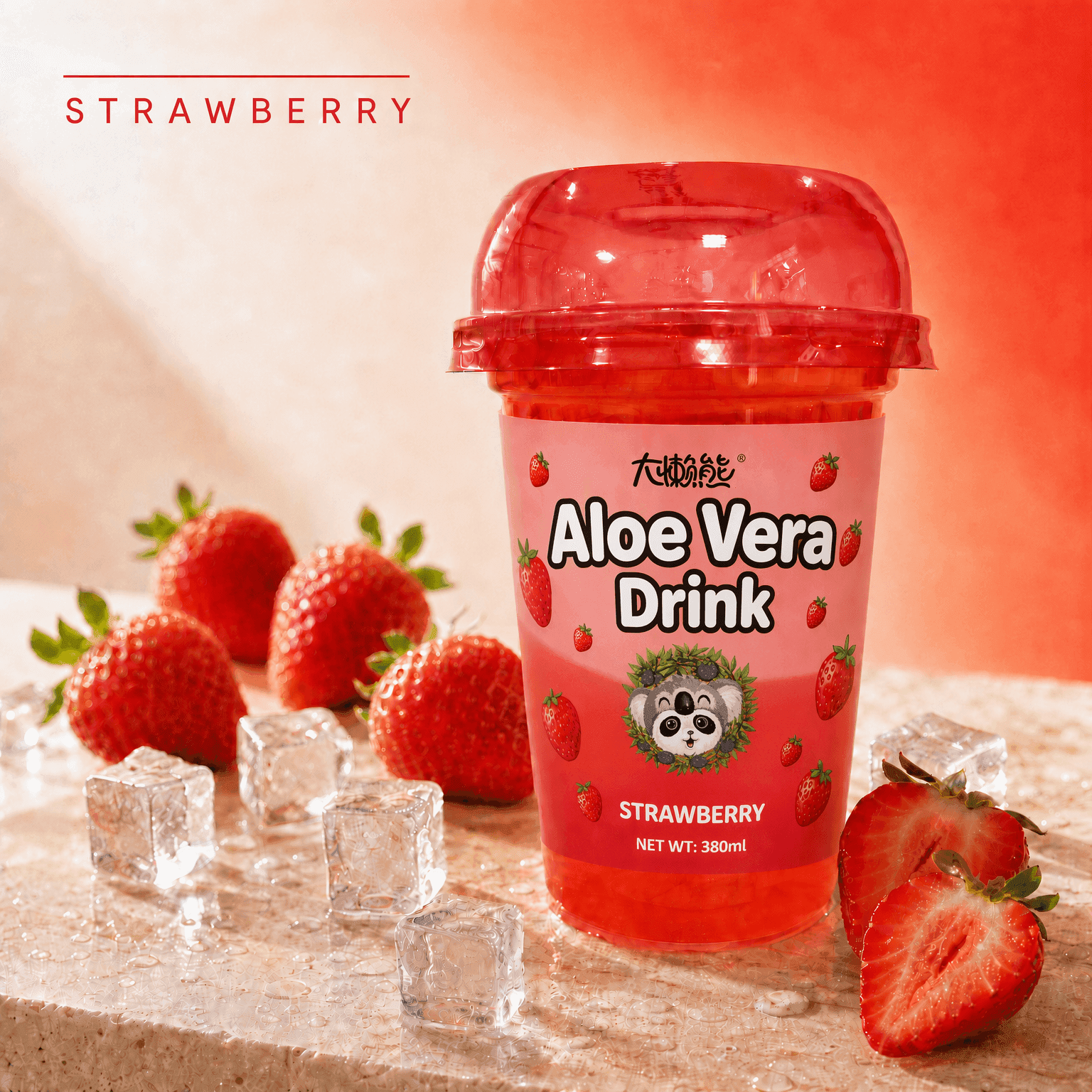 380ml Aloe Vera Drink with 7.2% Aloe Pulp, 5 Flavors 0 Fat Low Calorie Cup Beverage 5